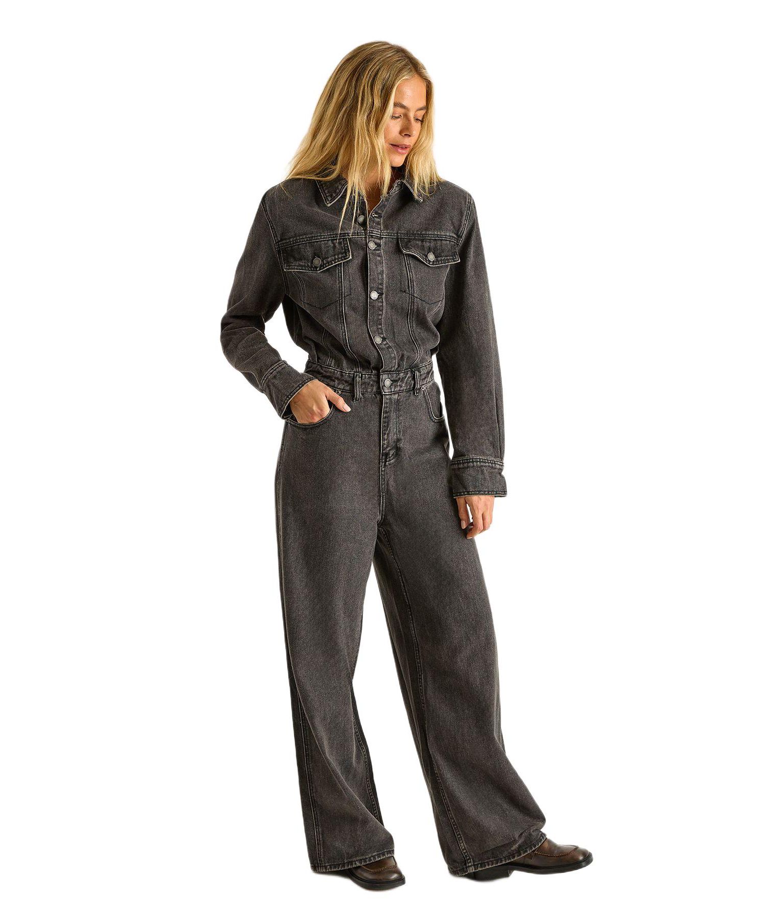 Women's Denim Shoulder Pad Boilersuit