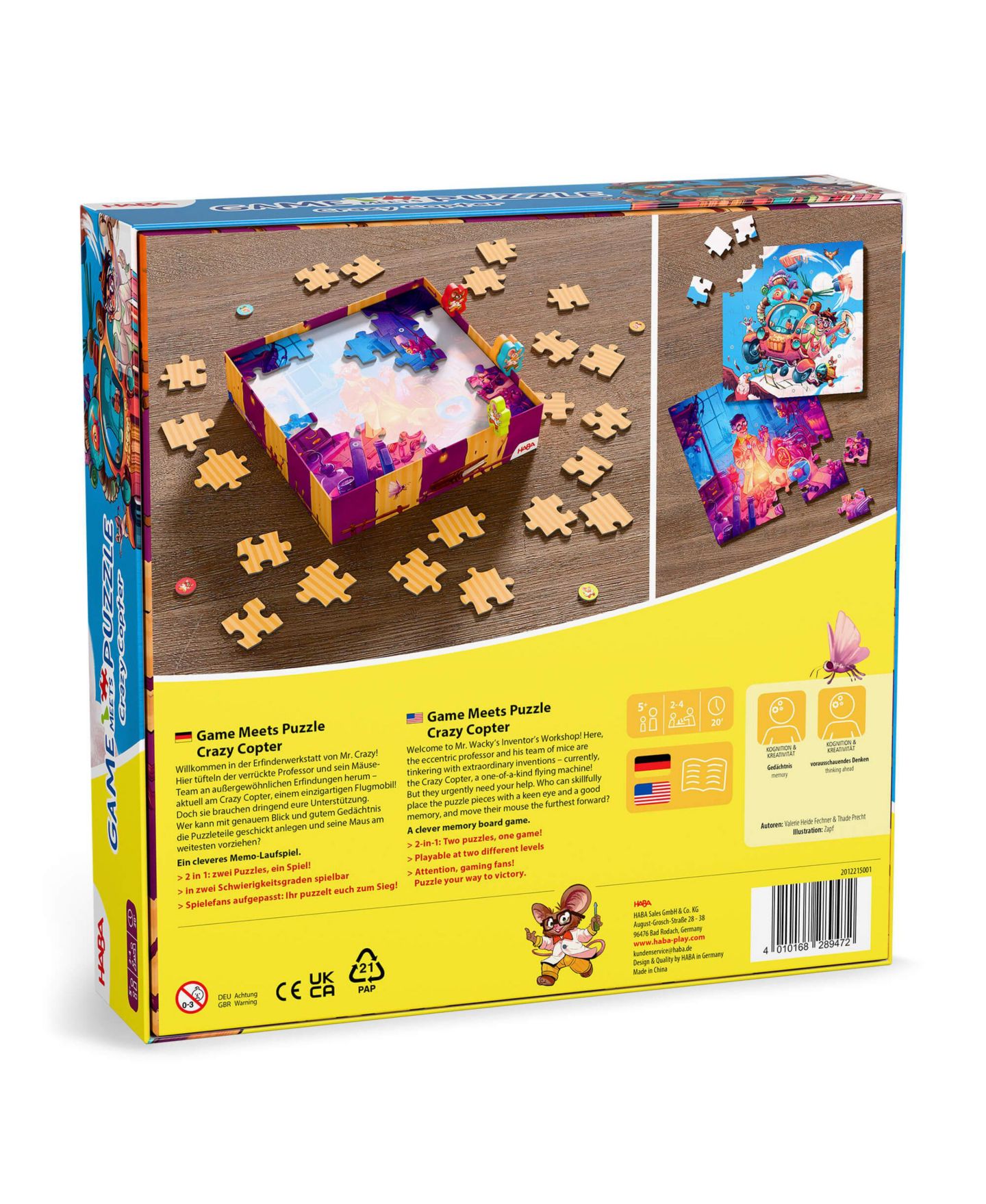 Детская настольная игра Haba Puzzle Memory Crazy Copter Two-Puzzle Board Game, Ages 5+, цвет: Синий — фото 8