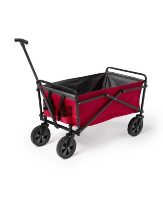 150lb Capacity Folding Collapsible Steel Utility Wagon Cart, Red/Gray