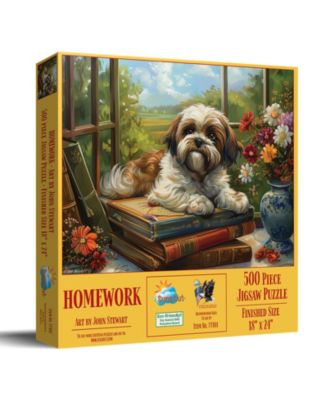 Homework Shih Tzu 500 Piece Jigsaw Puzzle For Adults