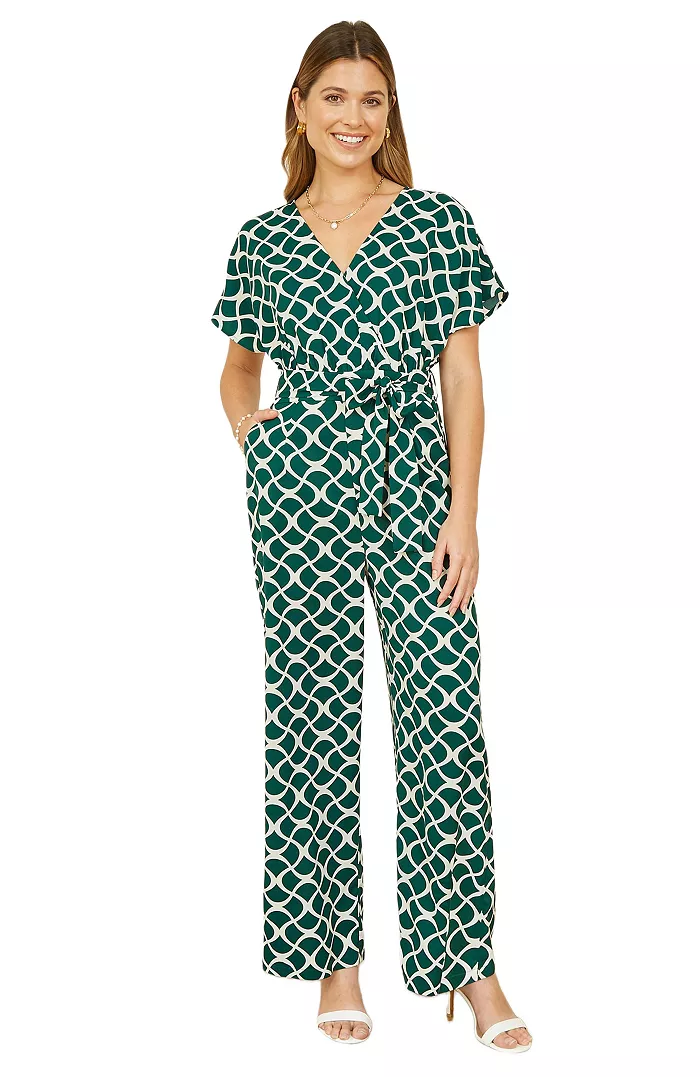 Women's Geometric Print Wrap Jumpsuit