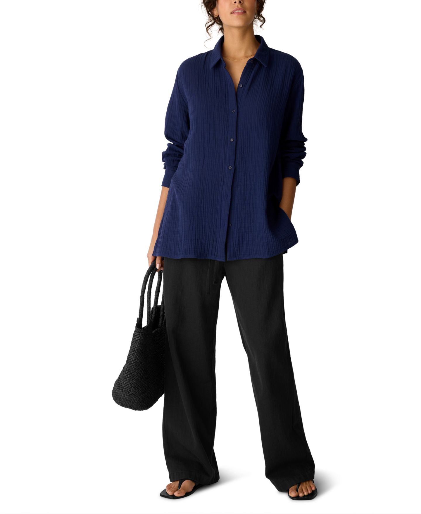 Женская рубашка Eileen Fisher Classic Collar, Regular And Plus, цвет: Deep Dive — фото 2