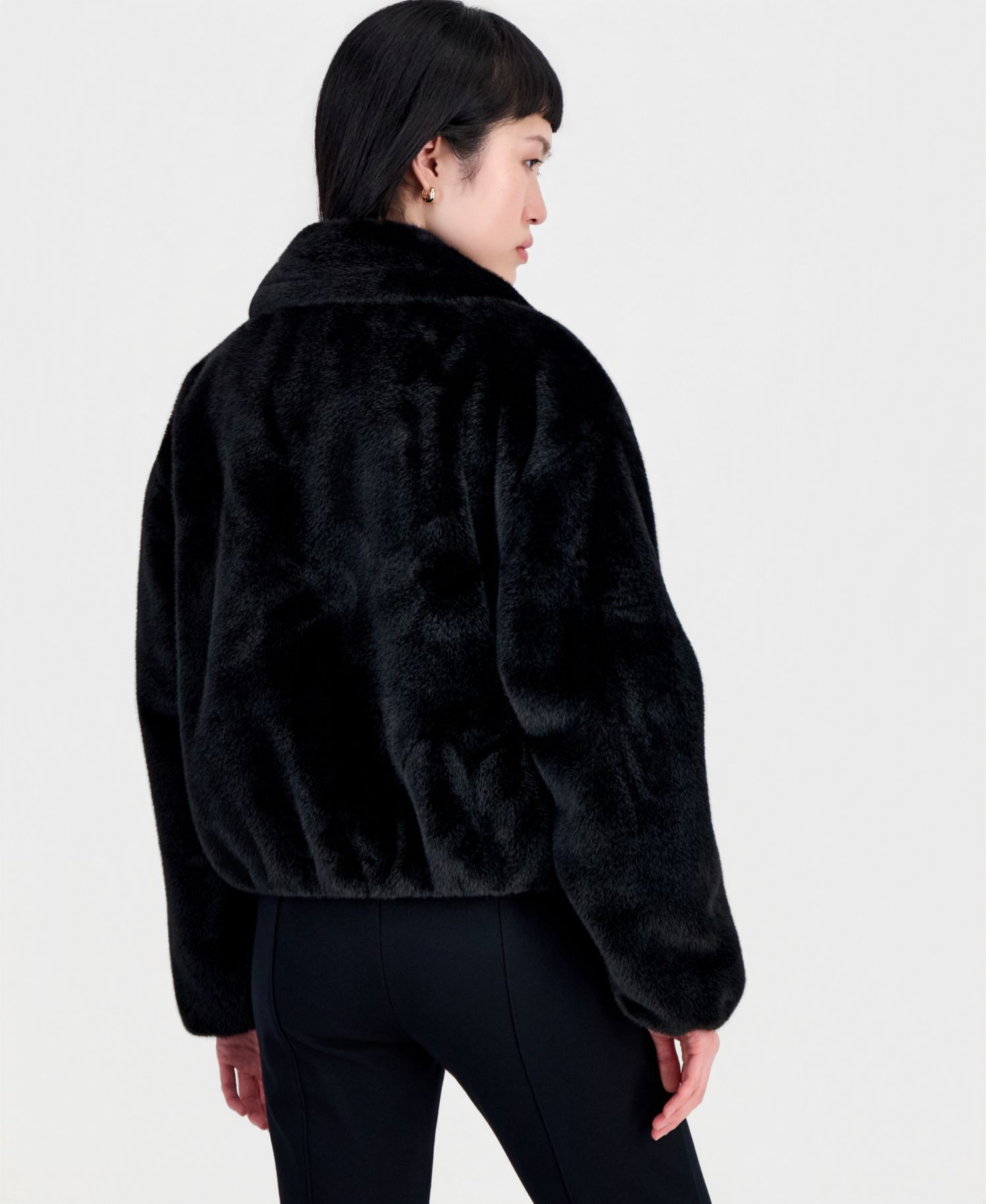 Women's Collared Faux-Fur Bomber Coat