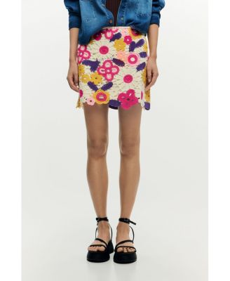 Desigual Womens Mini Crochet Skirt - Off white 119$