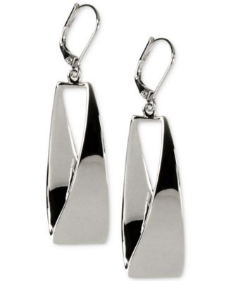 Twisted Metallic Drop Hoop Earrings