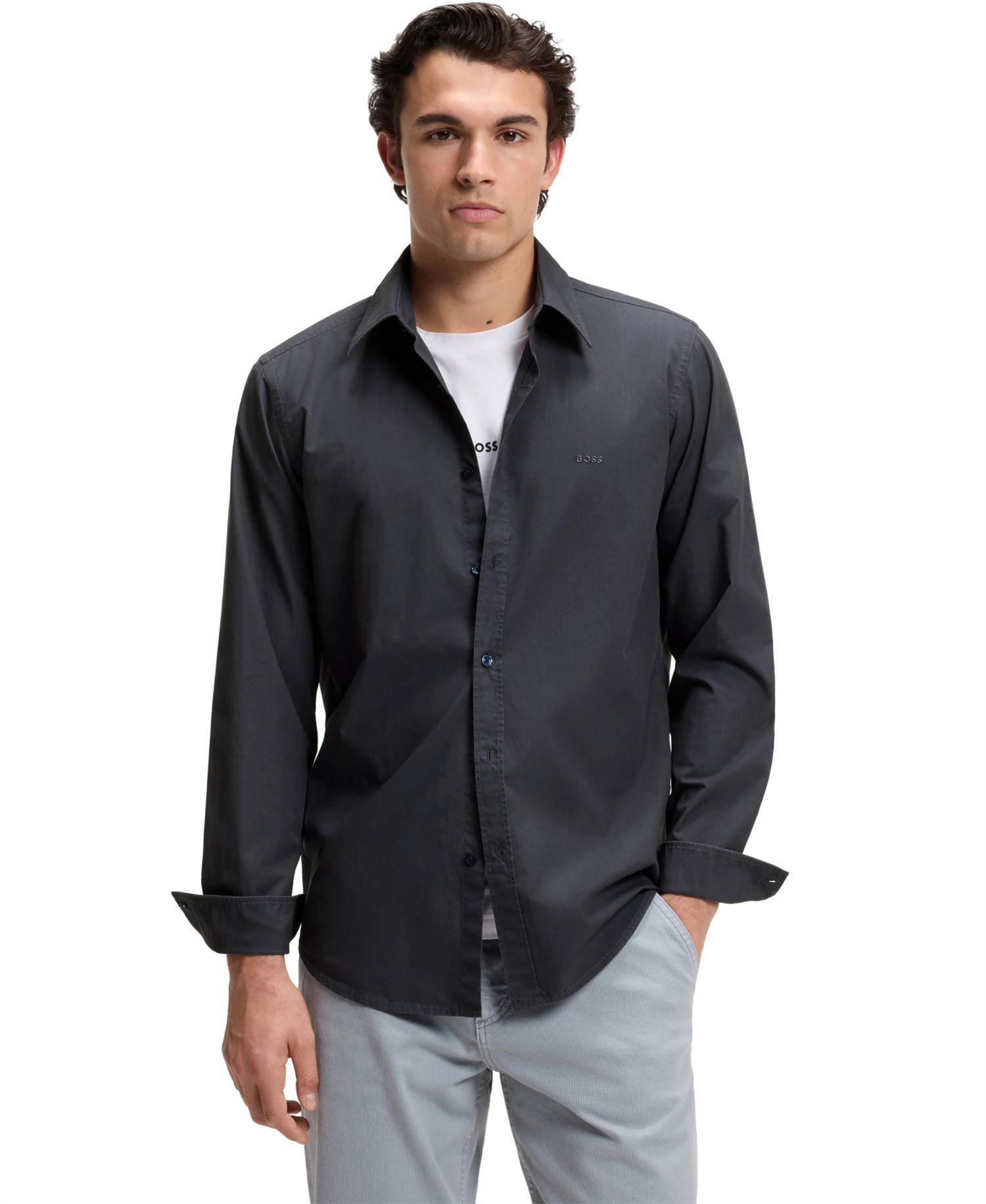 Men's Cotton Poplin Regular-Fit Dress Shirt