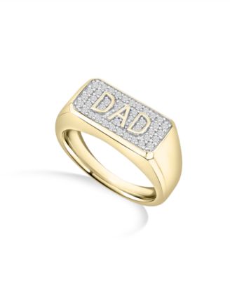 Men's Diamond (1/5 ct. t.w.) Dad Band Ring in 14k Gold Plated Sterling Silver