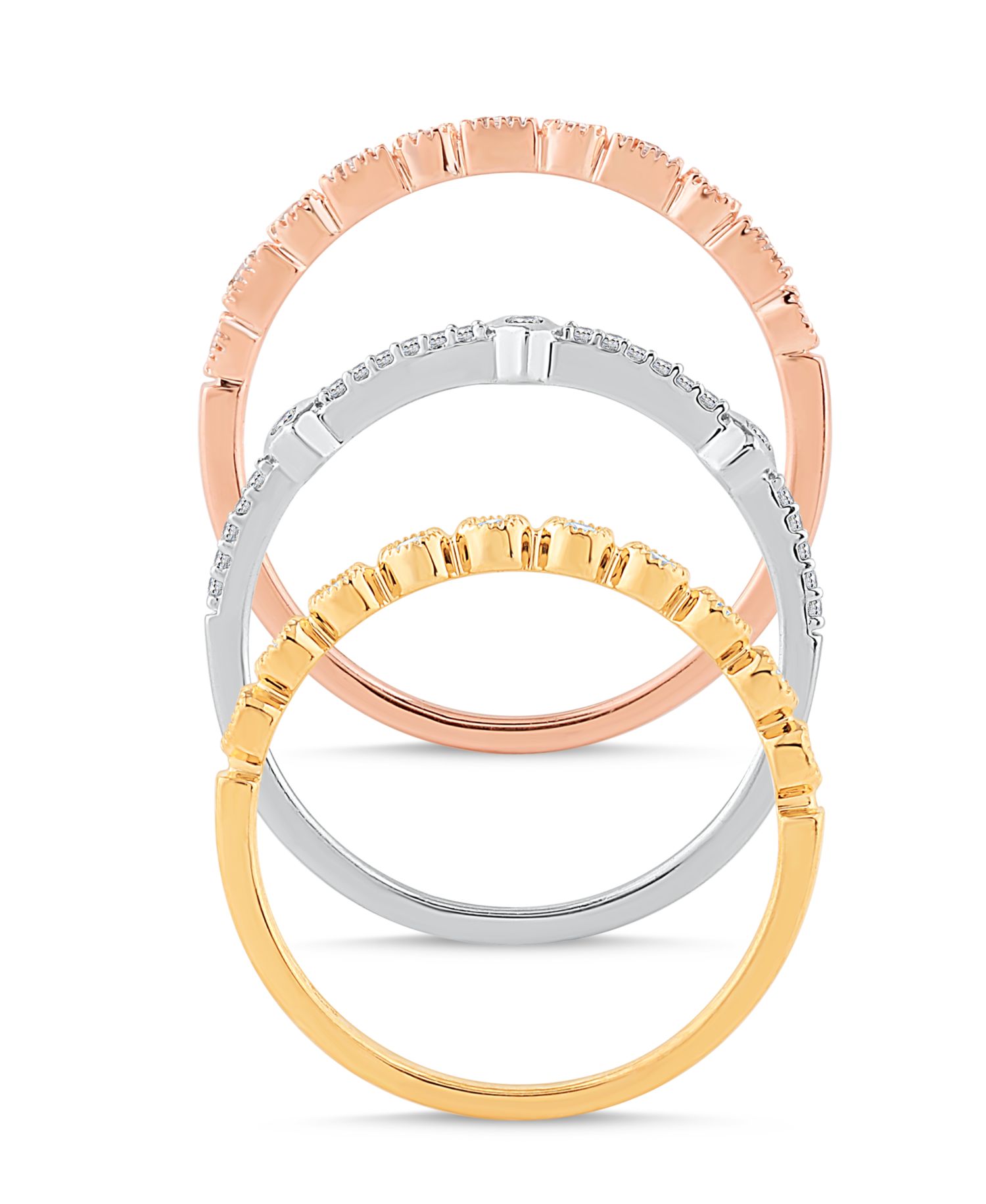 3-Pc. Set Diamond Stacking Rings (3/8 ct. t.w.) in 14k Gold, White Gold & Rose Gold