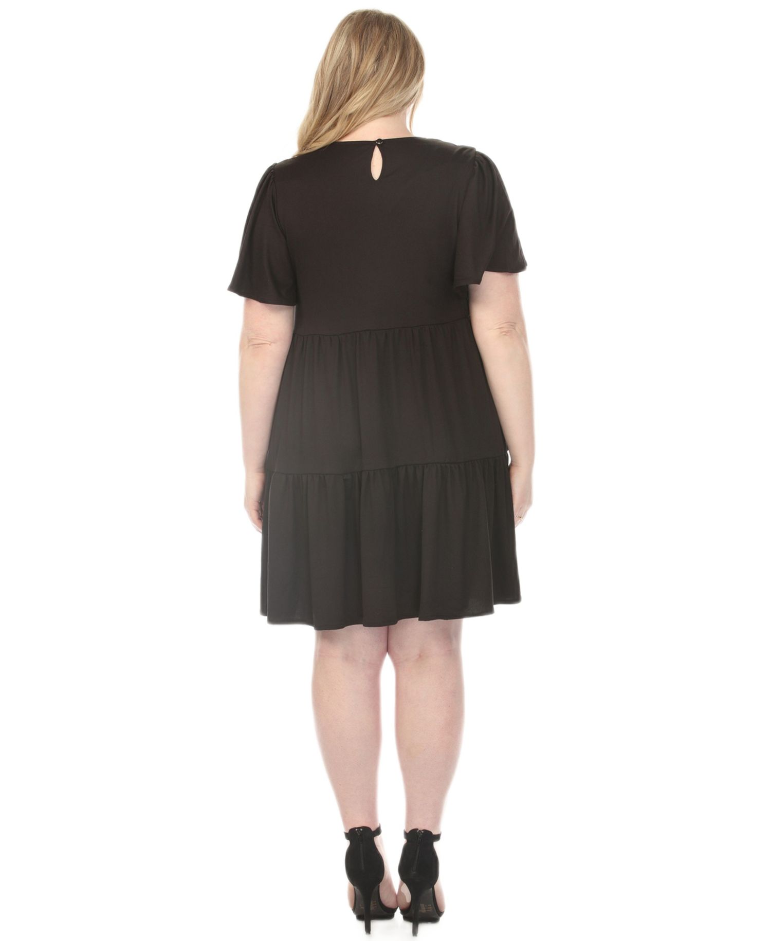 Plus Size Short-Sleeve Tiered A-Line Maternity Dress