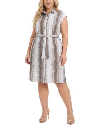 Plus Size Sleeveless Belted Dress