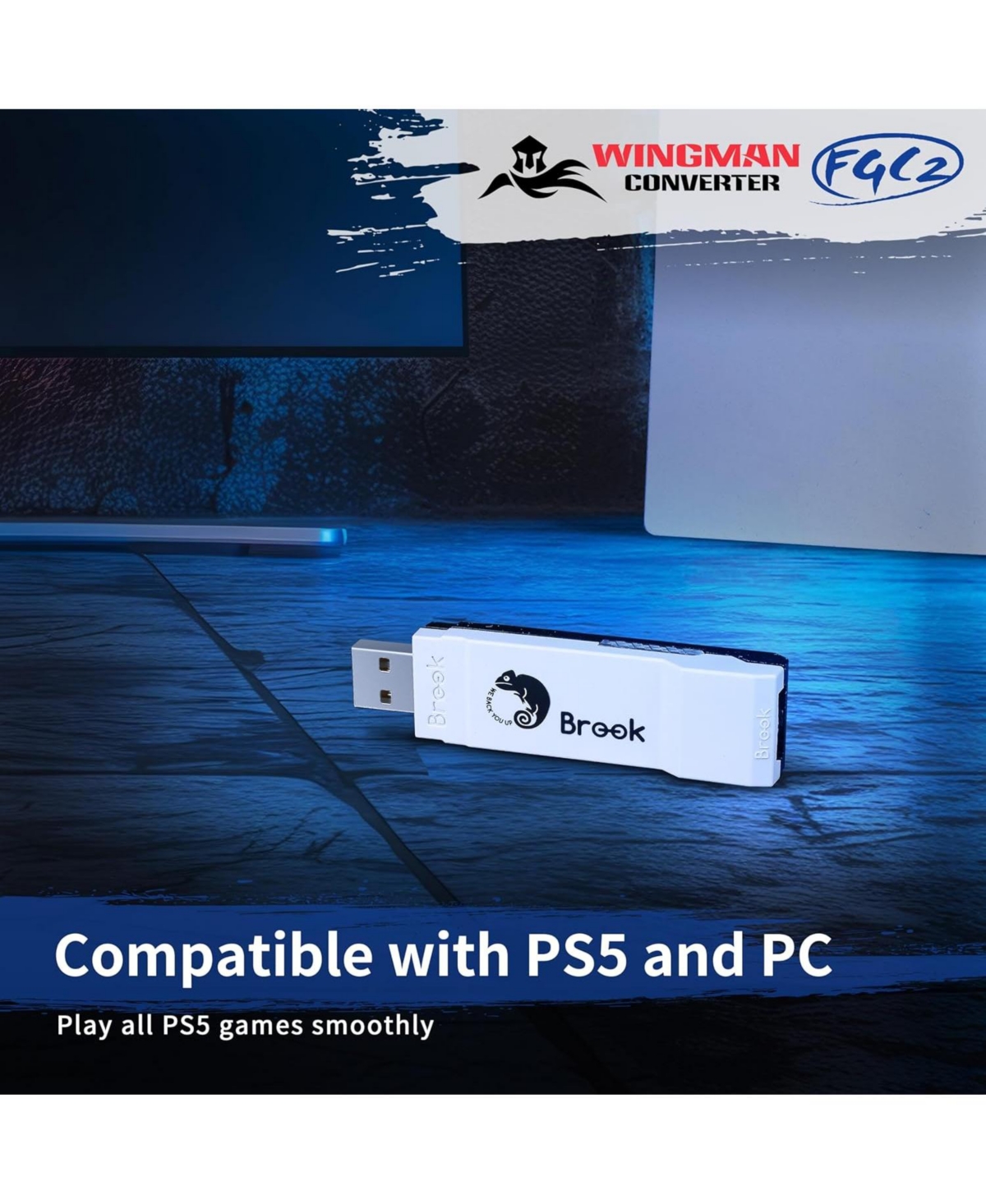 Brook Wingman FGC2 Wired Controller Adapter for PlayStation 5 and Pc