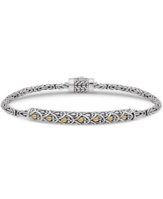 Dragon Skin with Borobudur Chain Bracelet in Sterling Silver and 18K Gold Accents