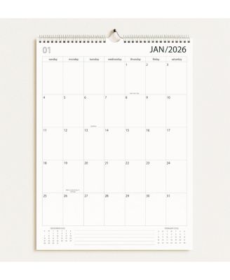 2026-2027 Wall Calendar Spiral-Bound Thick Paper Includes Hanging Hook Business Style Design