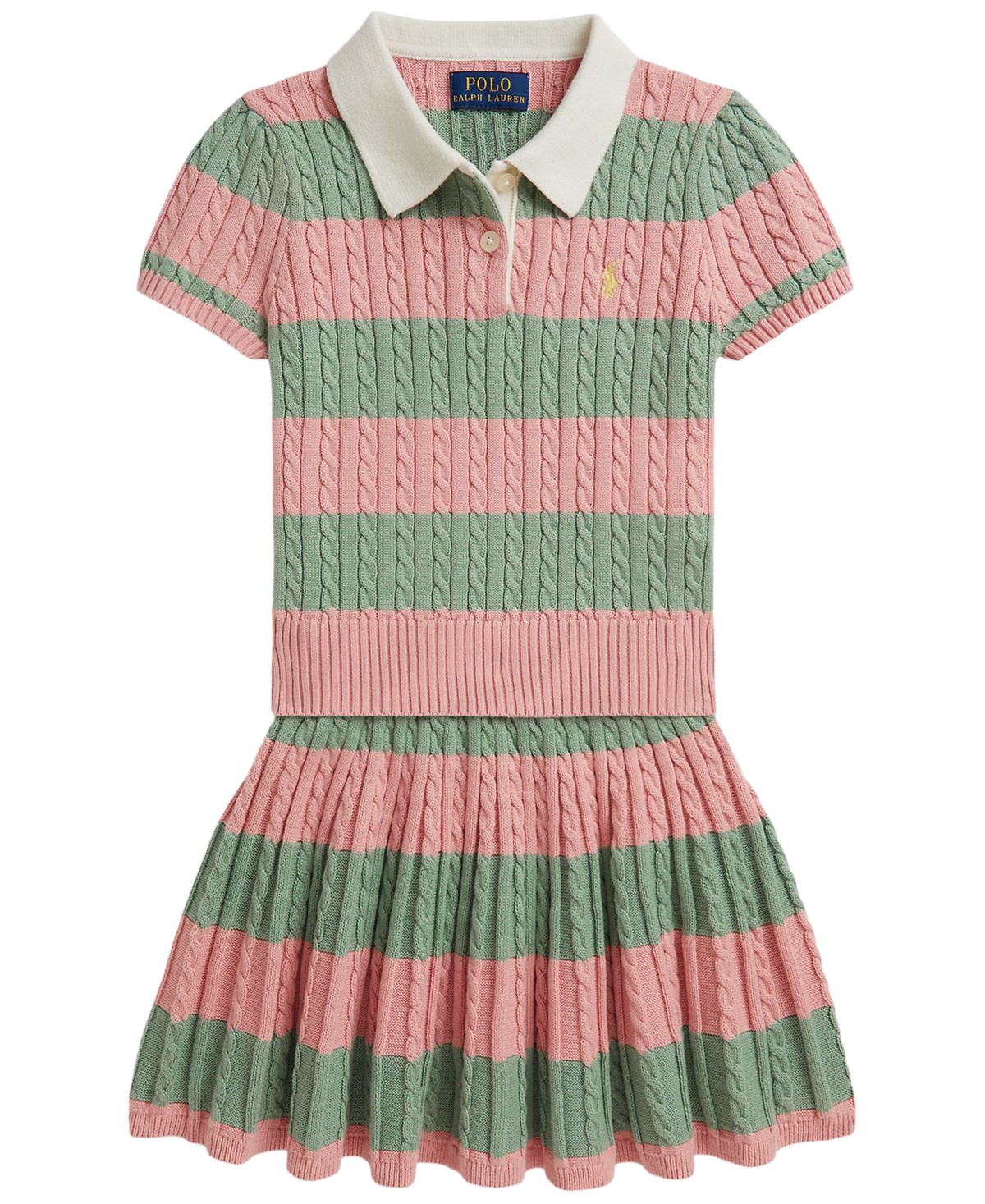 Polo Ralph Lauren Girls' 2T-6X Striped Short-Sleeve Sweater and Skirt, 2-Piece Set — фото 1