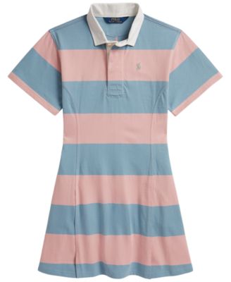 Girls' 7-16 Striped Short-Sleeve Rugby Dress