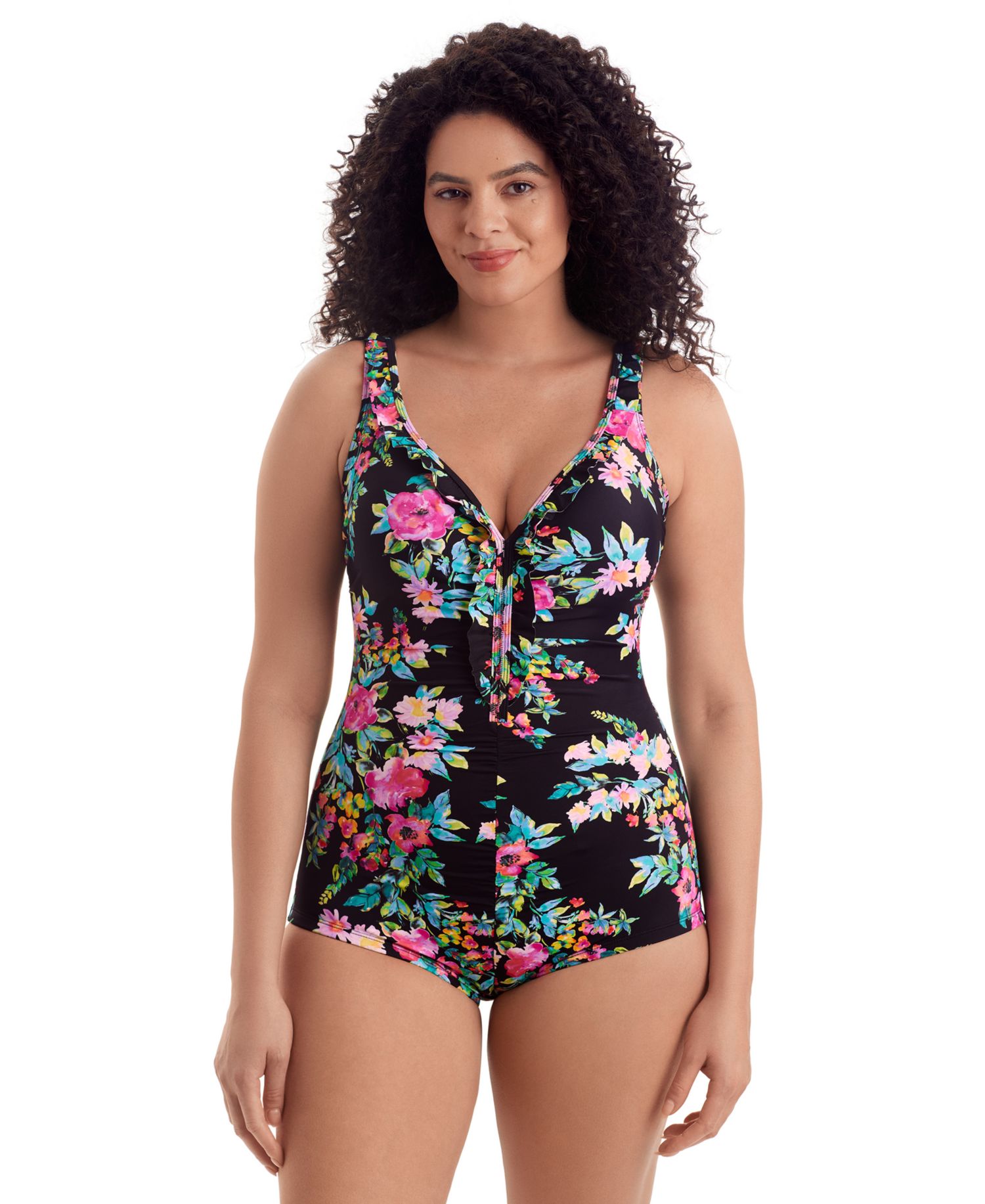 Women's V-Neck Printed One-Piece Swimsuit
