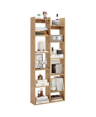 11 Tier Bookcase with Anti Tipping Kits Wood Display Shelf Tree Shaped Bookshelf