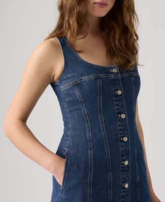 macy's blue jean dress On 34th Women's Cotton Denim Pleated Shirtdress - Blue