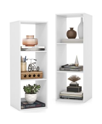 3 Cube Bookshelf Modern Vertical Bookcase with Back Guardrail and Anti Tipping Kits