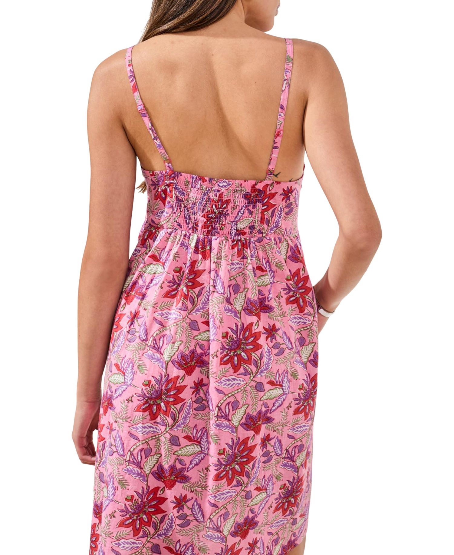 Women's Printed Popover Dress with Back Smocking