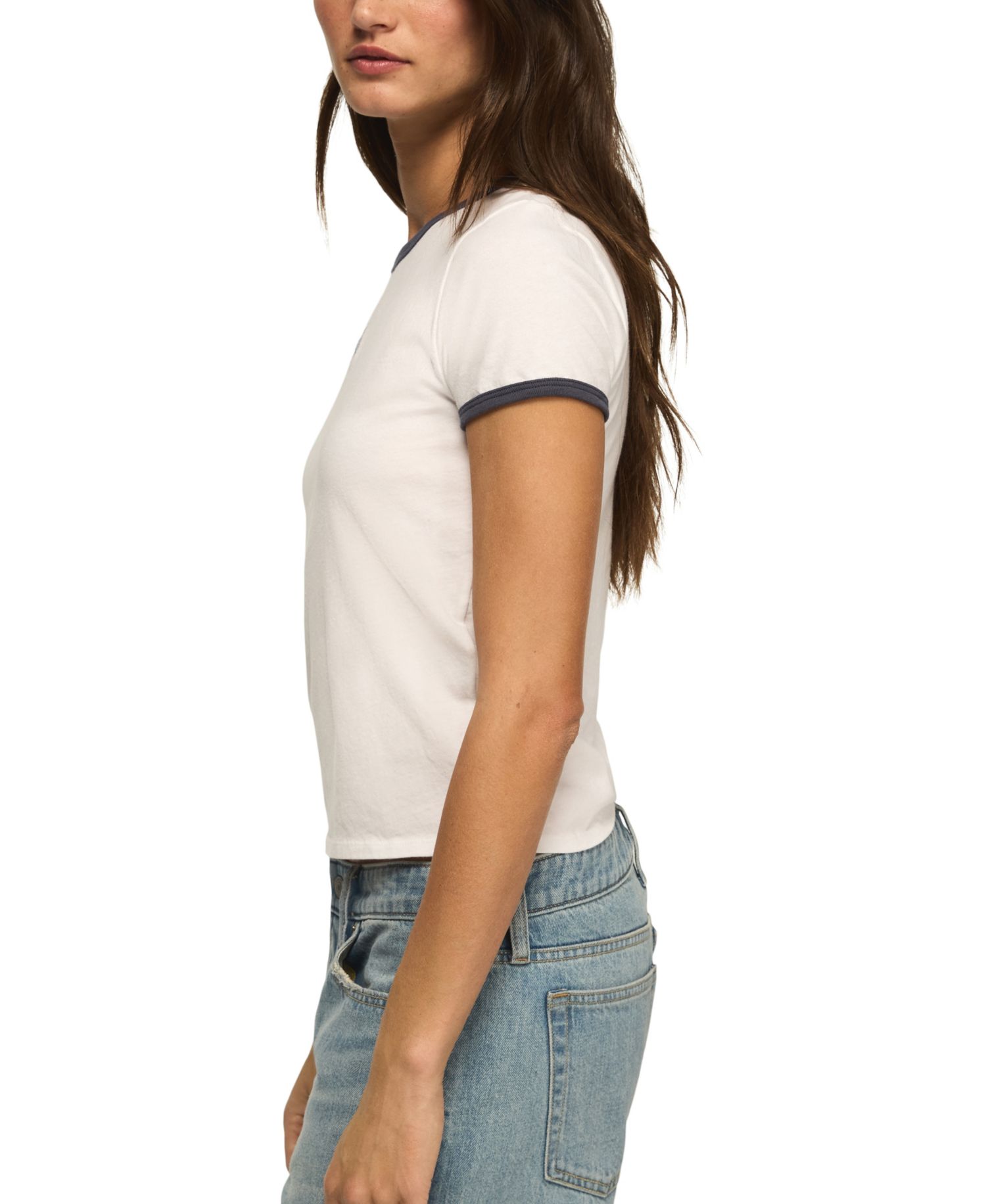 Women's Bow Detailed Cropped Ringer T-Shirt