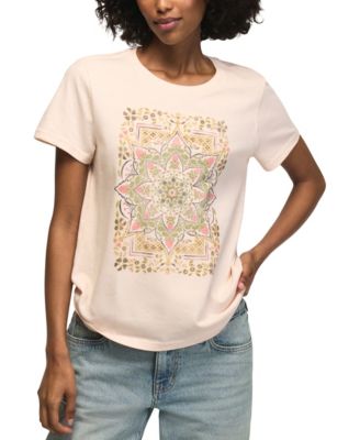 Women's Strawberry Mandala Printed Classic Crewneck T-Shirt