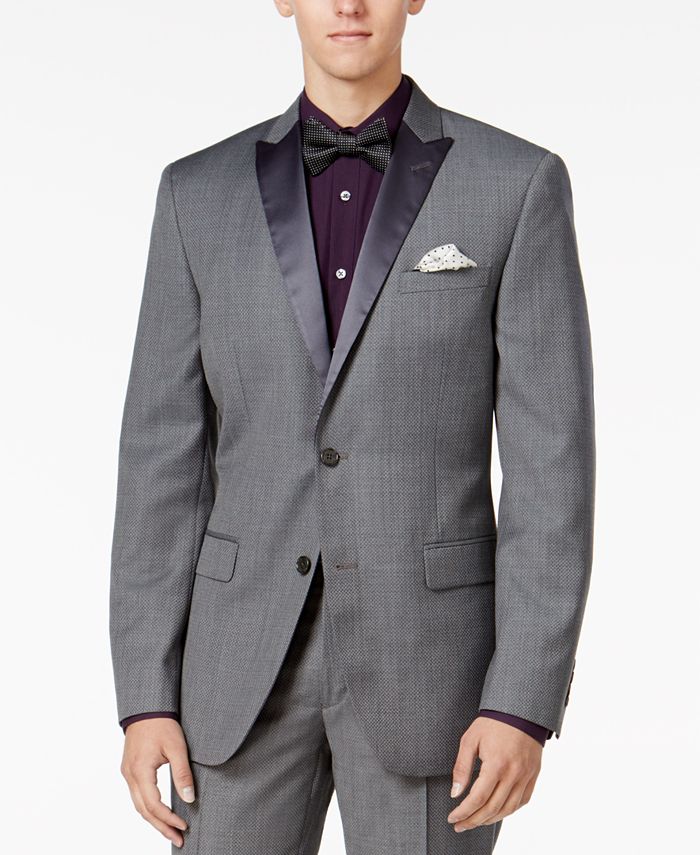 Bar III Men's Slim-Fit Medium Gray Textured Tuxedo Jacket, Created for ...