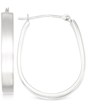 image of Polished Pear-Shape Hoop Earrings in 10k White Gold