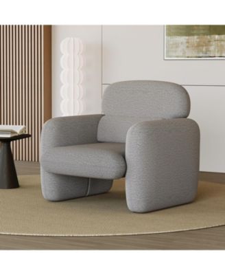 Modern Accent Chair, Wood Frame Sofa Chair, Comfortable Reading Armchair for Living Room, Bedroom