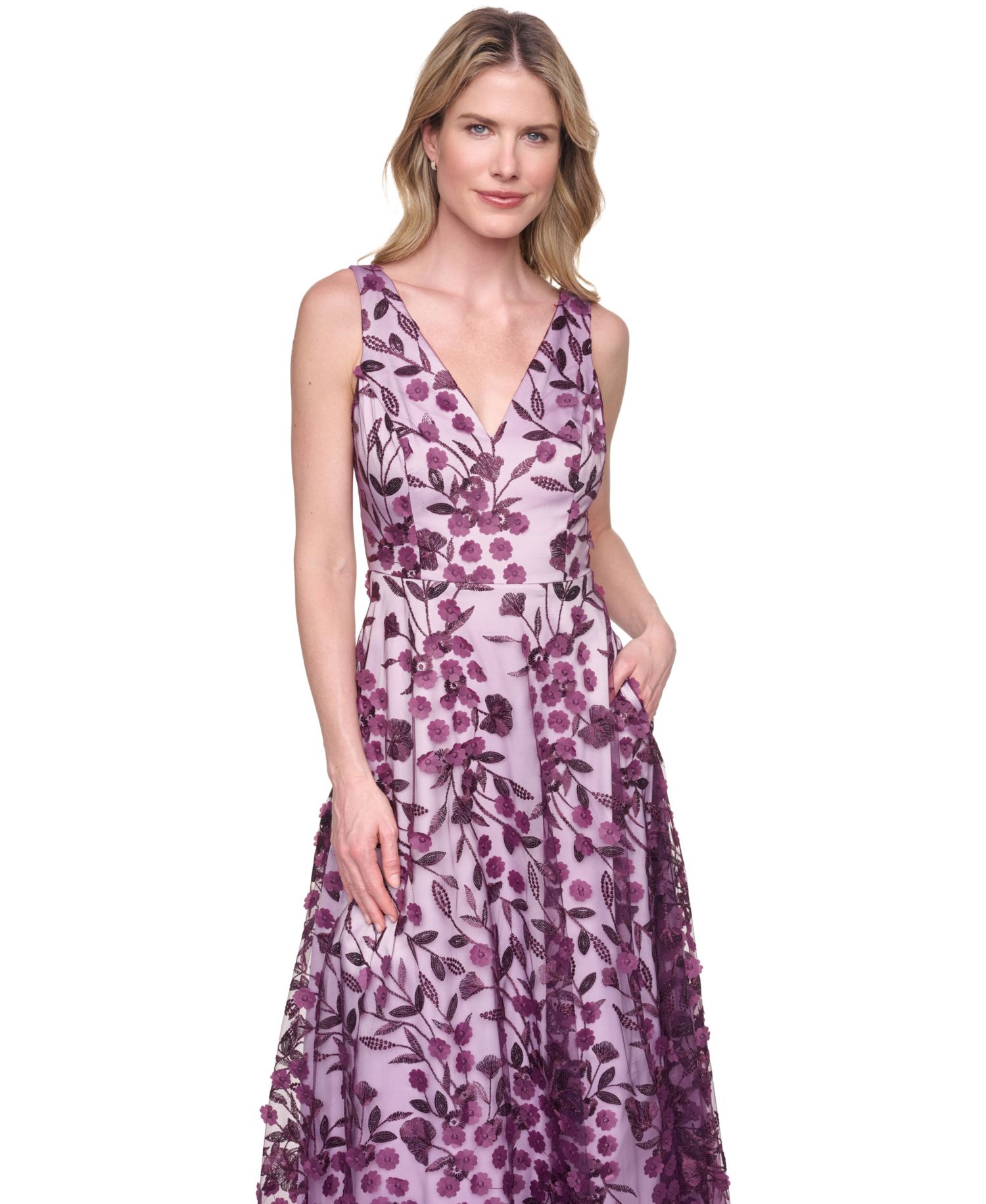 Women's Sleeveless V-Neck Ball Gown