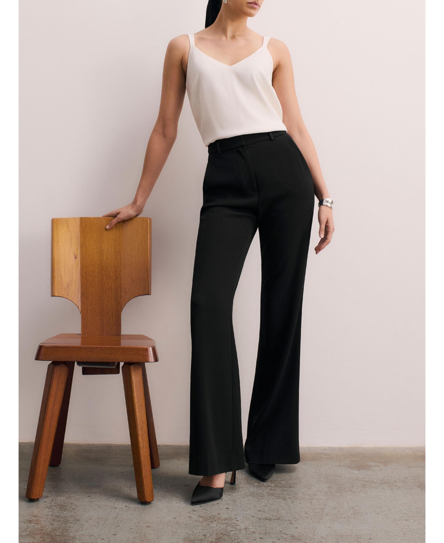 Women's Mid Rise Wide Leg Trousers