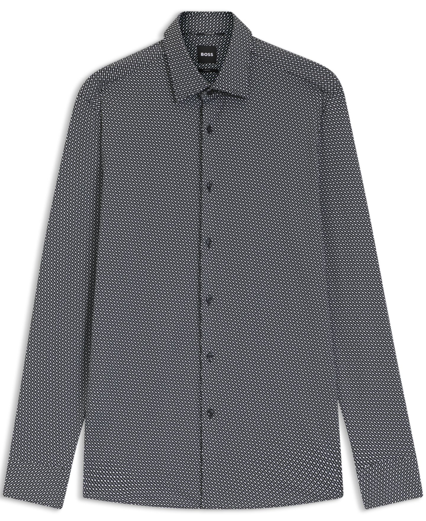 Мужская рубашка Hugo Boss Performance-Stretch Fabric Slim-Fit Dress Shirt, цвет: Чёрный — фото 3