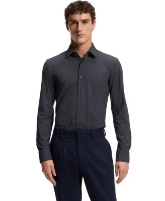 Men's Printed Performance-Stretch Jersey Slim-Fit Dress Shirt