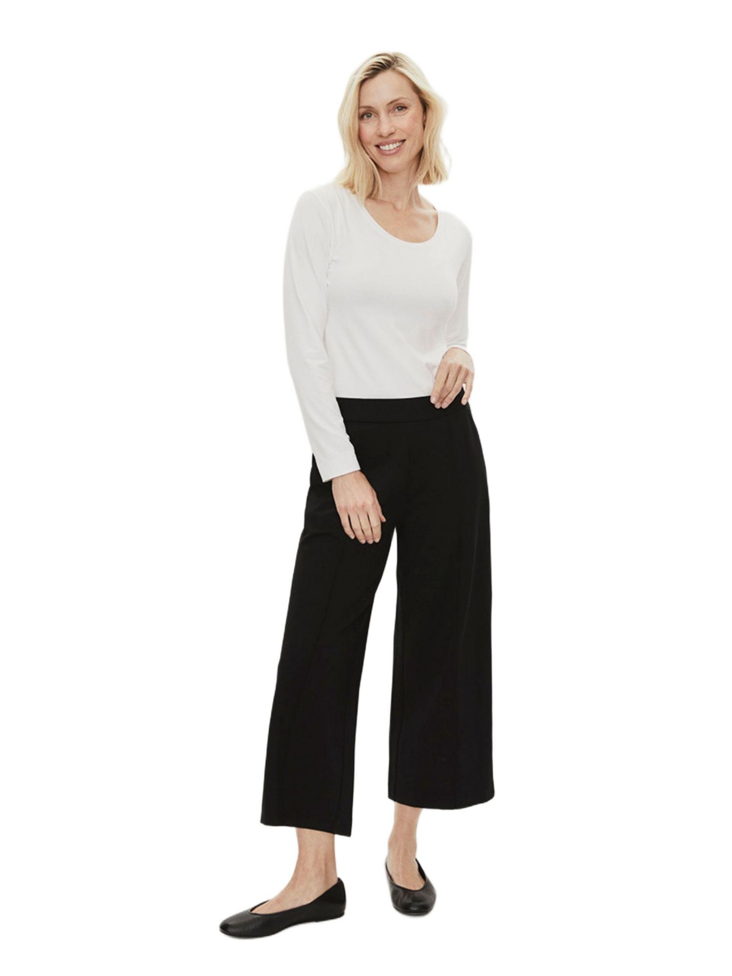 Women's Mid-Rise Cropped Wide-Leg Trousers