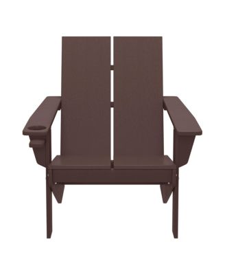Outdoor HDPE Modern Adirondack Chair with Cup Holder