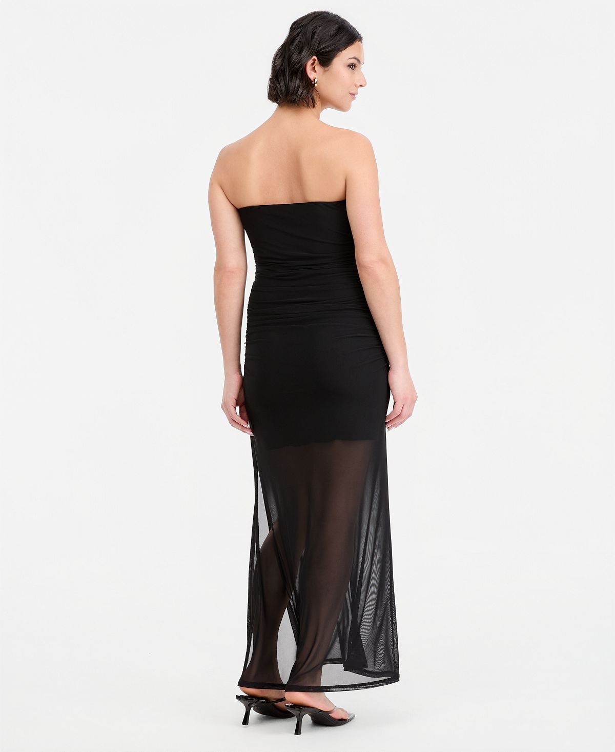 Bar III Women's Hardware-Trim Strapless Ruched Dress, Macy's Exclusive view 5 — MAYCSS fashion products
