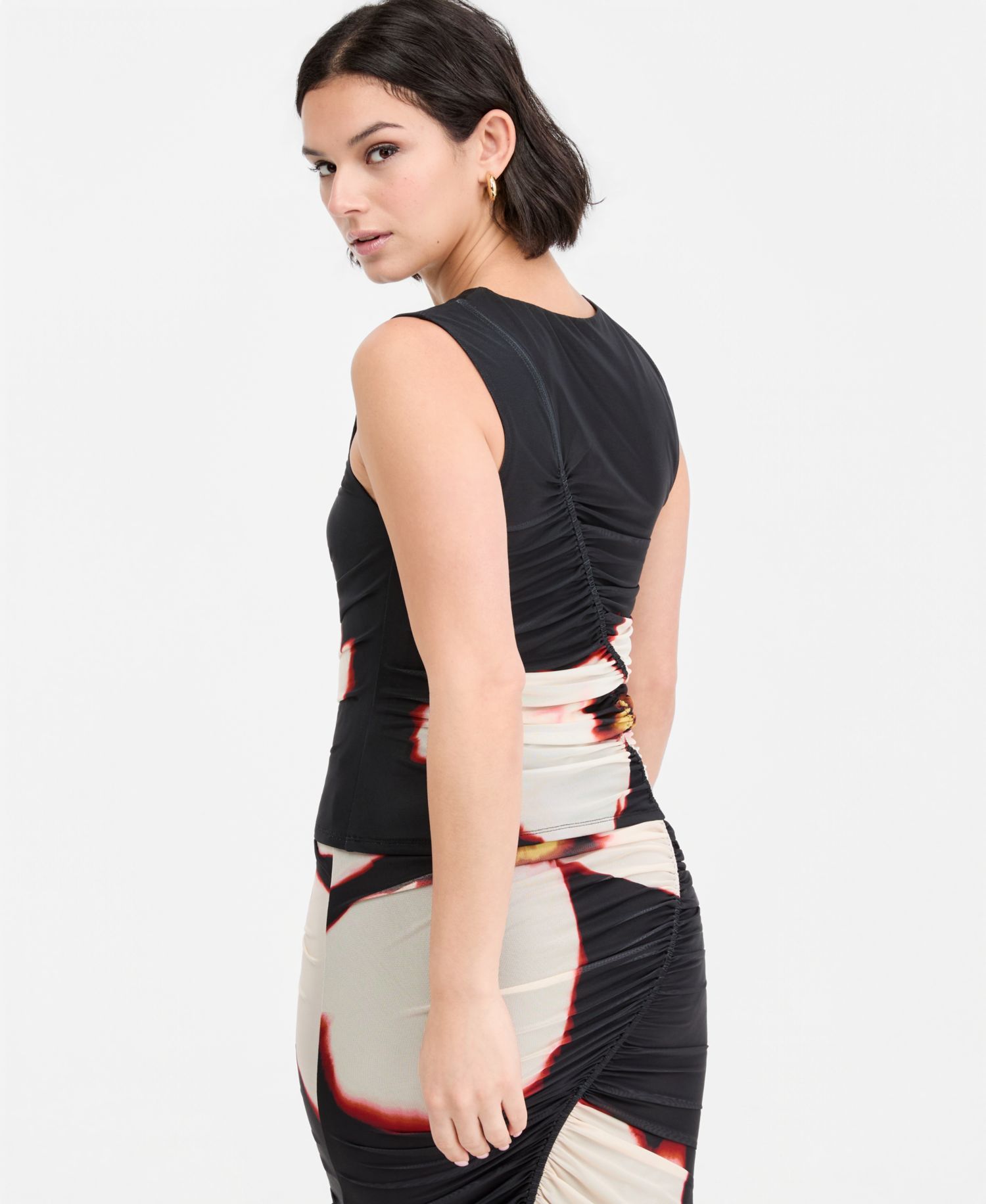 Women's Plaid Mesh Ruched Tank