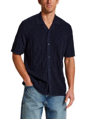 Men's Short-Sleeve Vertical Diamond Slub Shirt