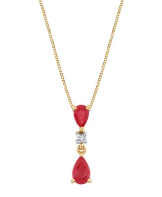 Ruby (5/6 ct. t.w.) & Diamond Accent Pendant Necklace in 10k Yellow Gold