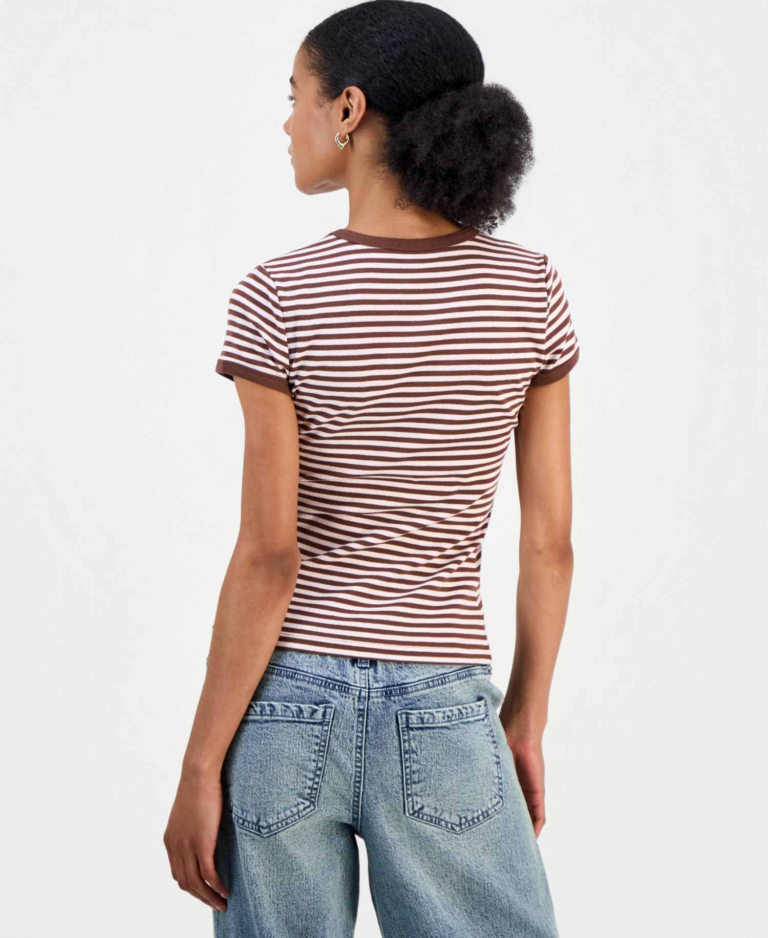Juniors' Striped Ringer T-Shirt