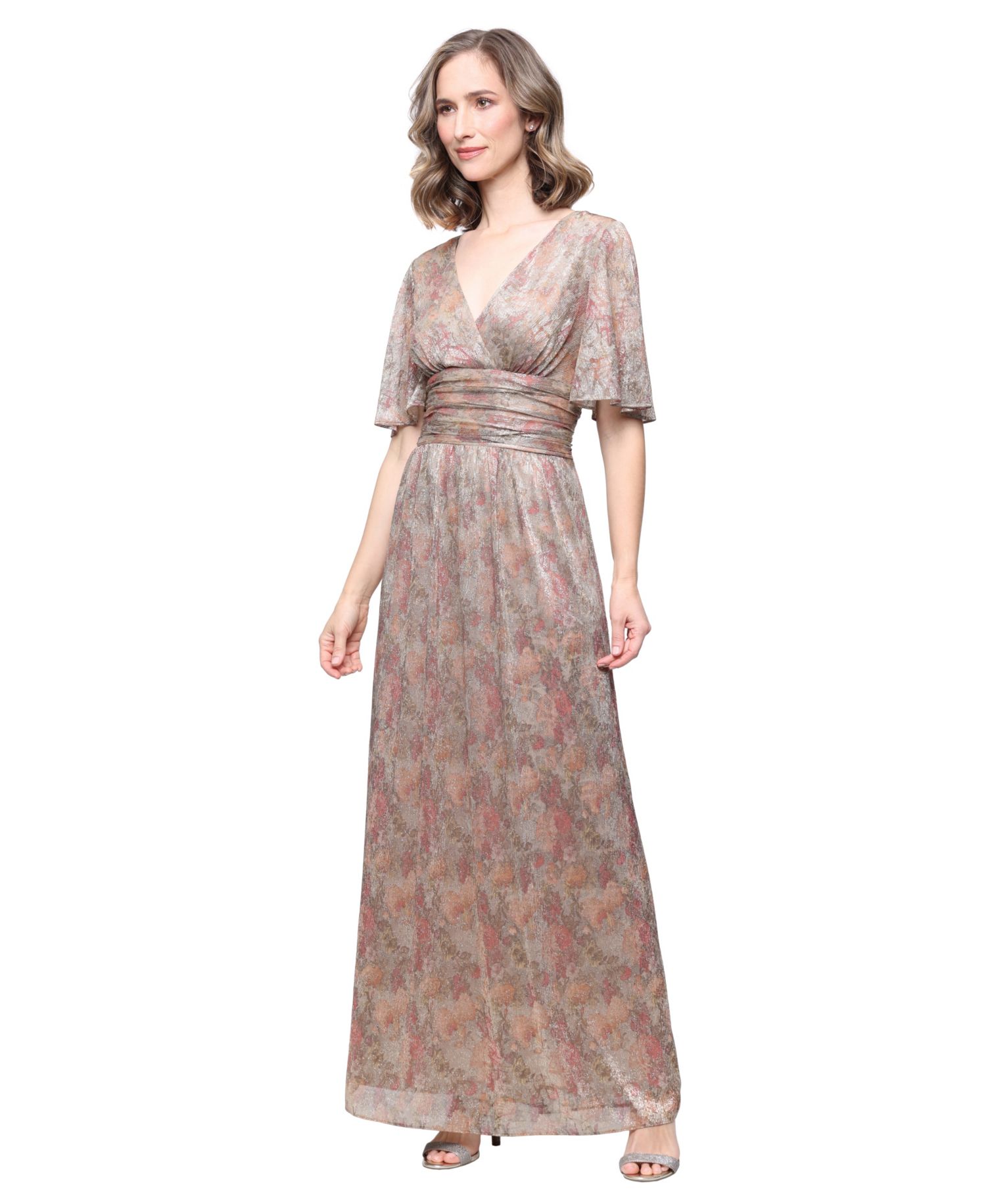 Women's Metallic V-Neck Dress