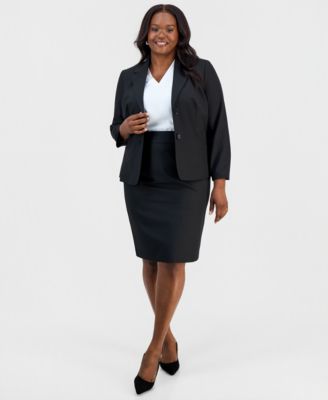 Plus Size Washable Bi-Stretch Knee-Length Pencil Skirt