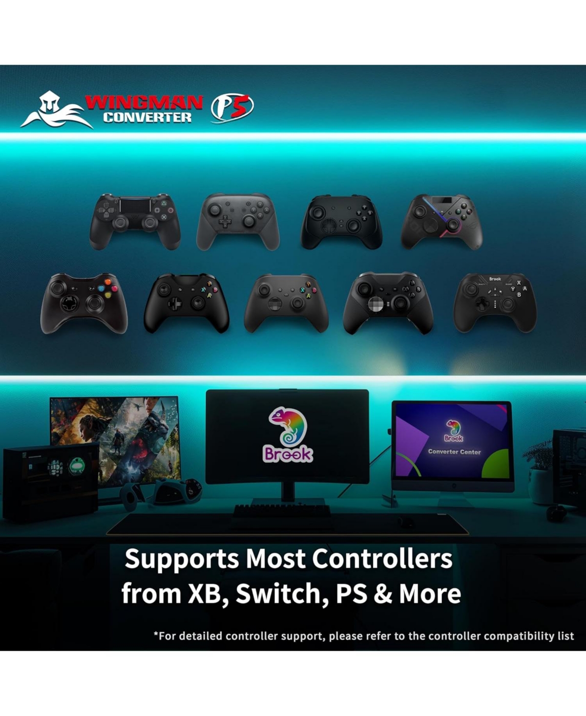 Brook Wingman P5 Wireless Controller Adapter for PlayStation 5 and Pc