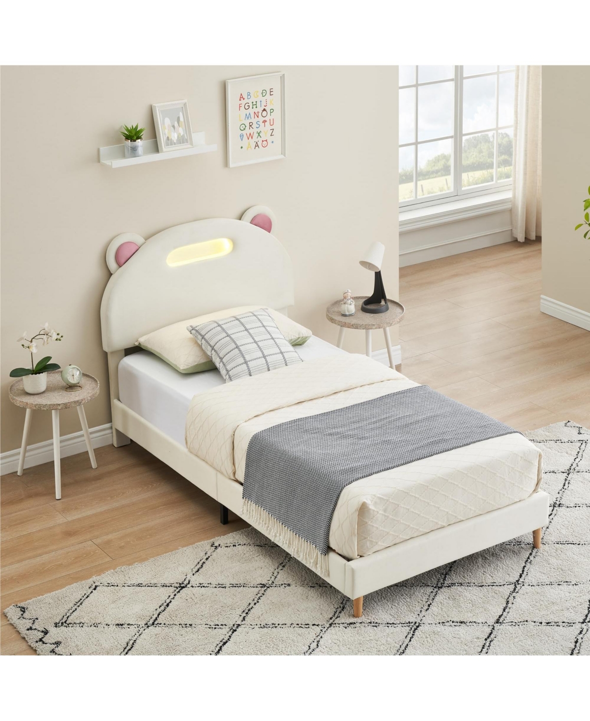 gaomon Twin Upholstered Bed Frame with Led Headboard