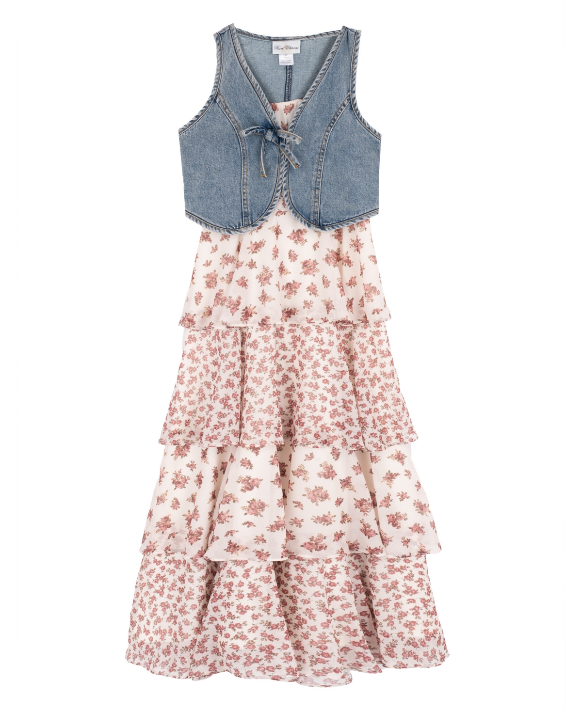 Rare Editions Girls' 7-16 Short-Sleeve Vest and Dress, 2-Piecee Set