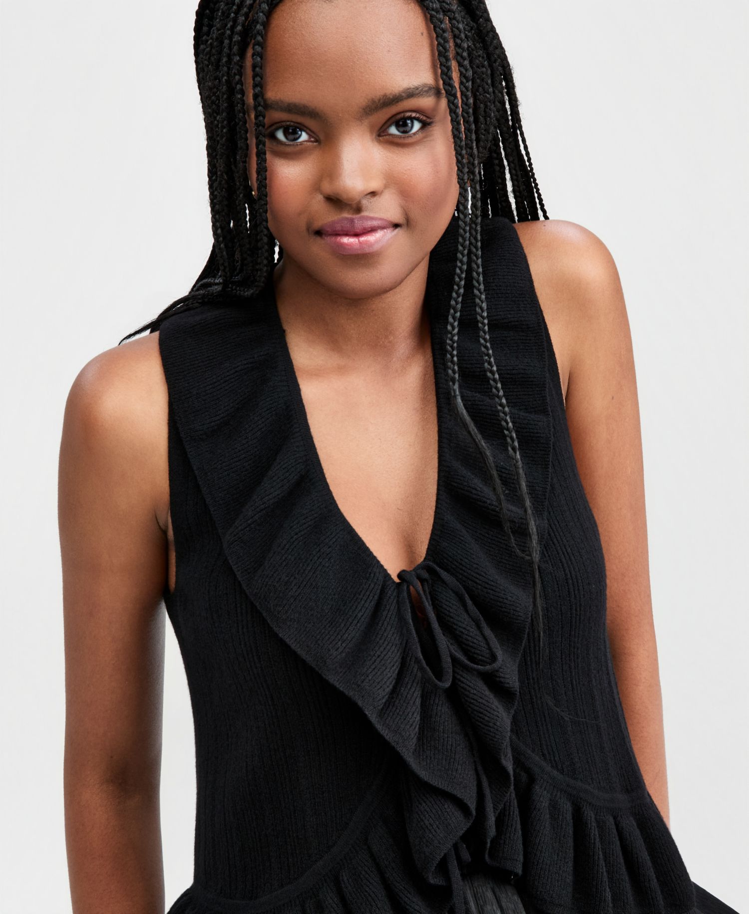 Women's Ruffled Tie-Front Top