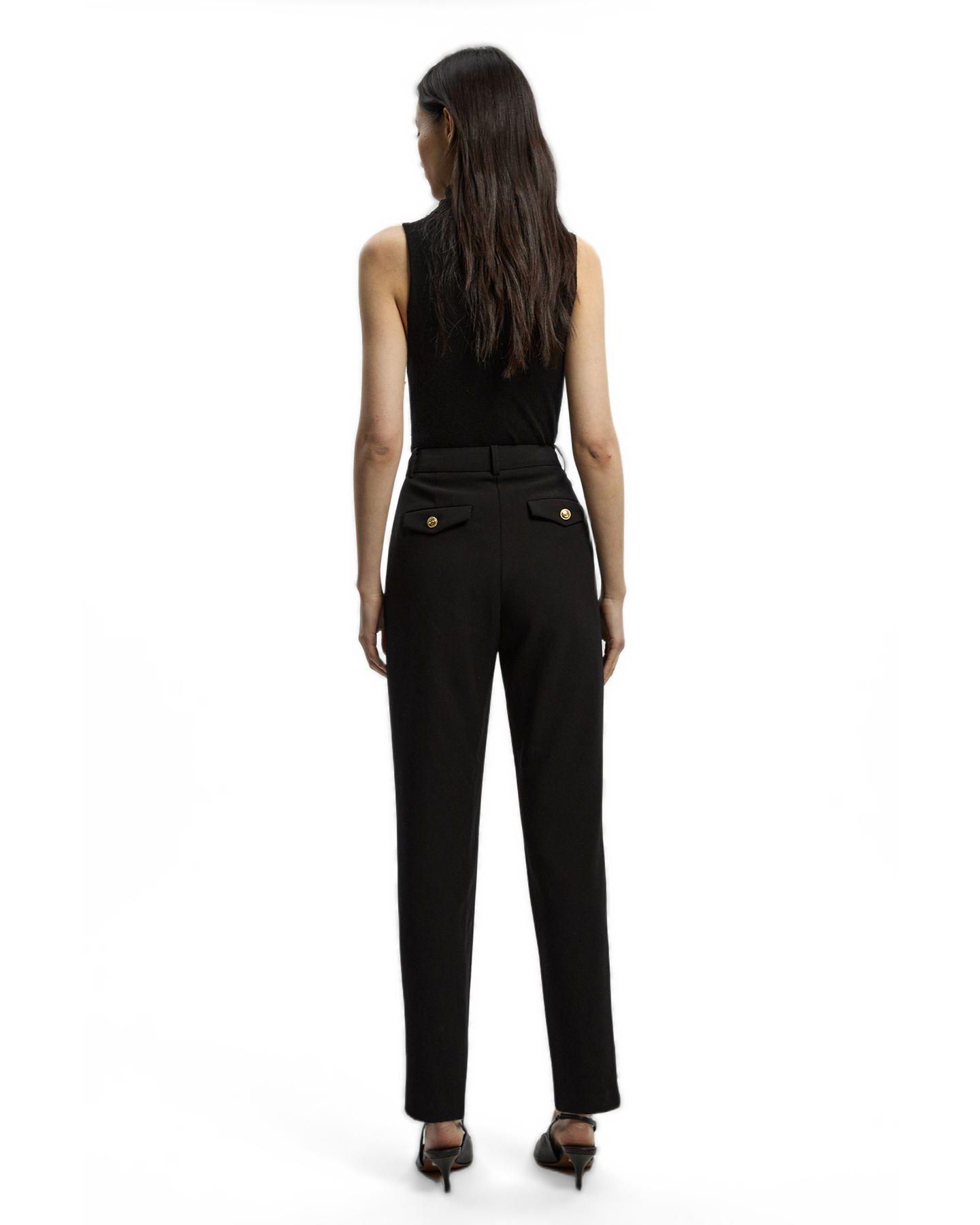 Женские брюки Karen Millen Petite Military Straight Leg Trousers, цвет: Чёрный — фото 3