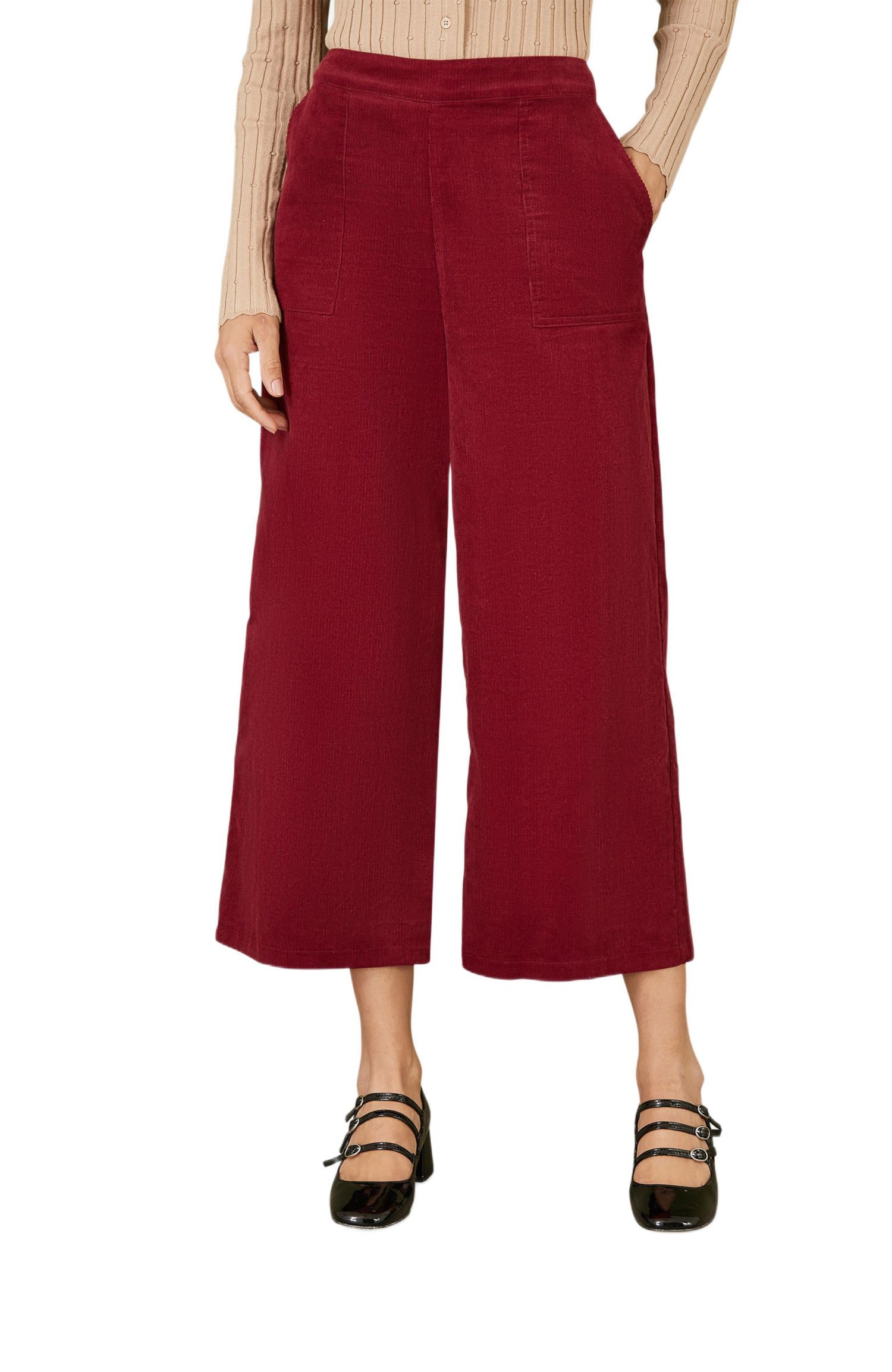 Women's Cord Cropped Wide Leg Pants