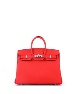 Birkin 25 Handbag Red Togo with Palladium Hardware