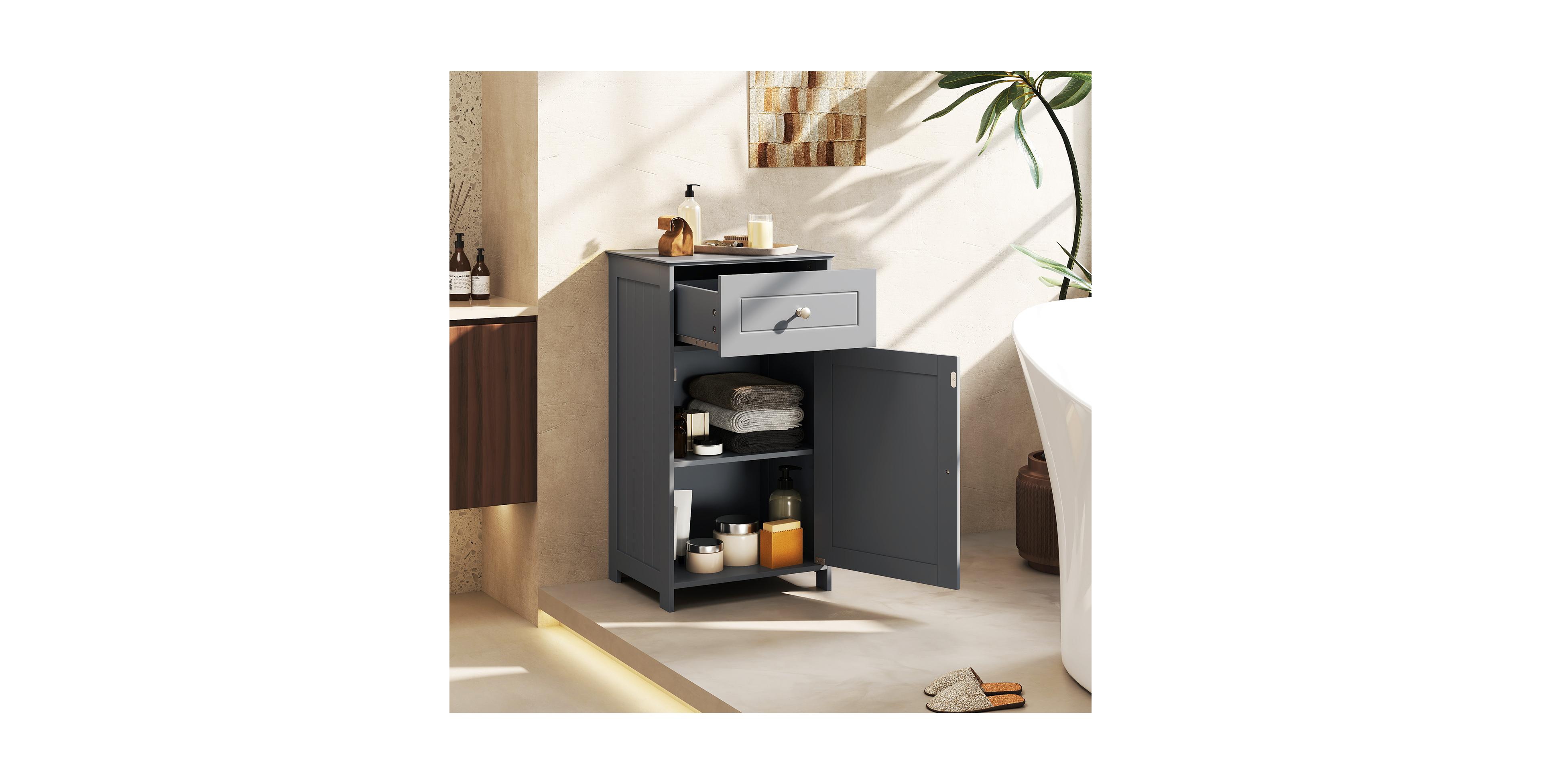 sumyeg Single Door Bathroom Storage Cabinet with Adjustable Shelf and Drawer